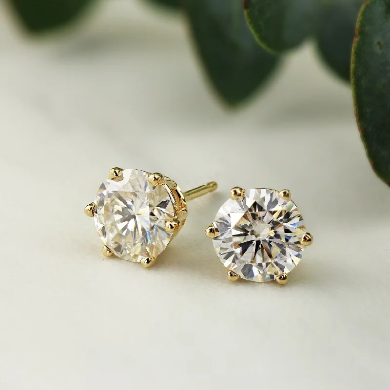 Auriya 1 1/2ctw Round Moissanite Stud Earrings 14k Gold - 5.9 mm