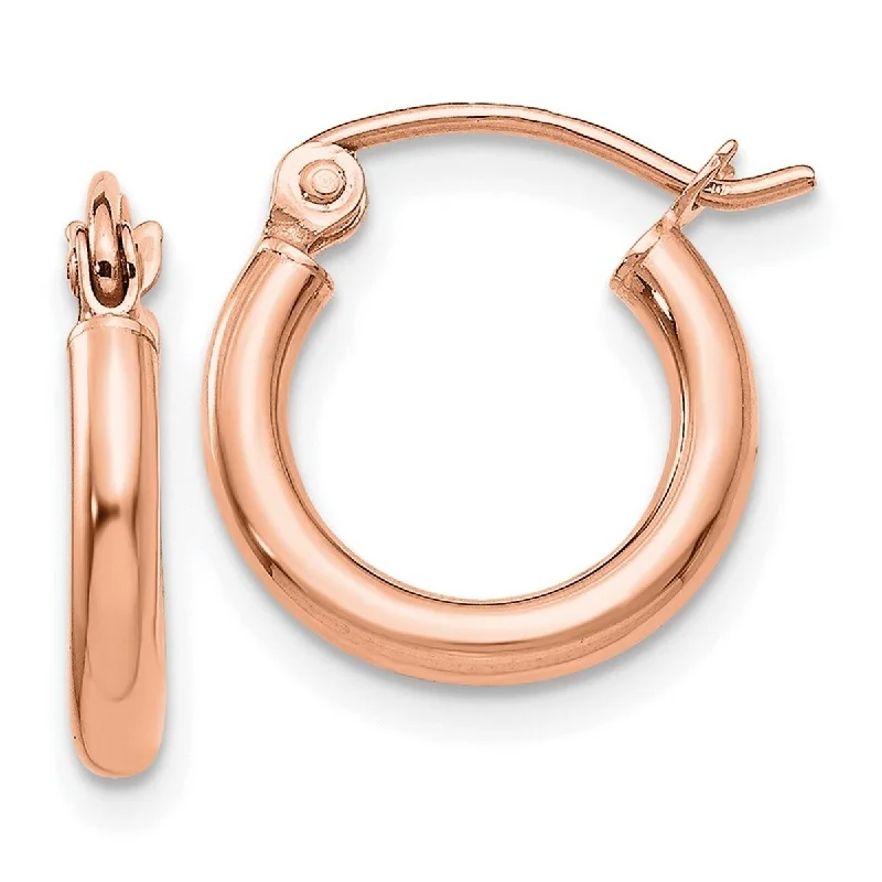 Curata 10k Rose Gold Polished Lightweight Tube Hoop Earrings - 13x11.5mm