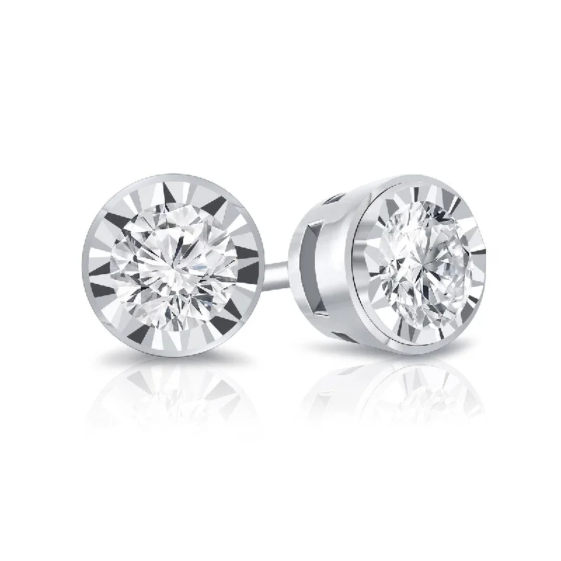 Auriya 14k Gold 1/5ctw Round Diamond Stud Earrings Bezel-set (G-H, VS1-VS2)