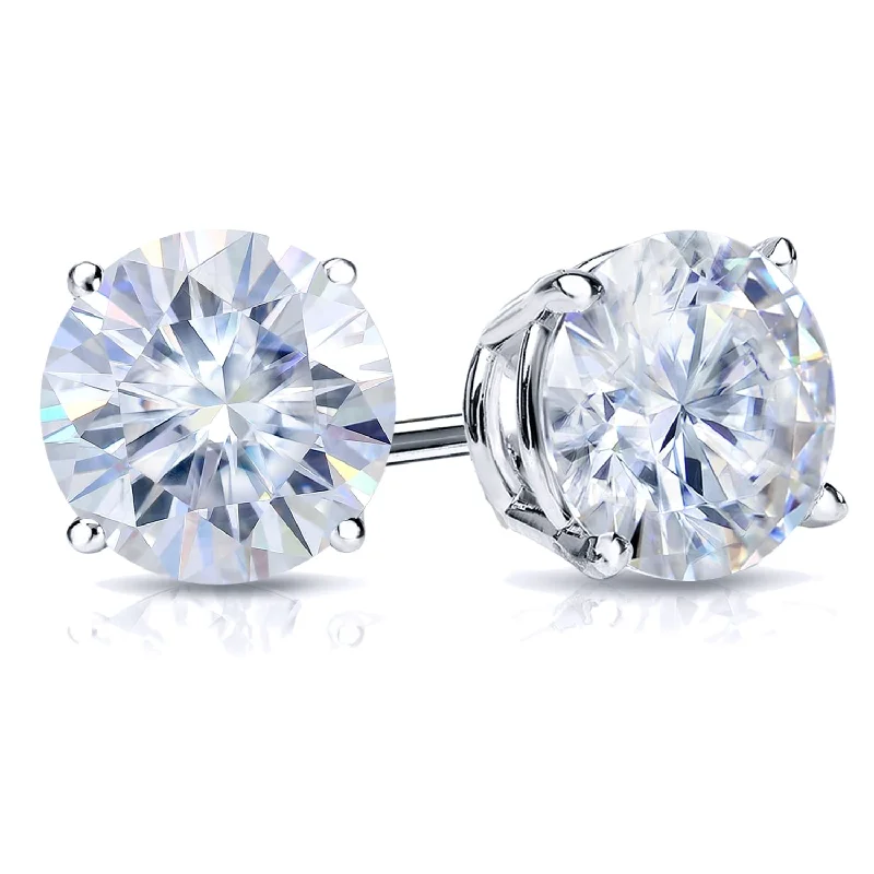 Auriya 18k Gold 1 1/2ctw Round Moissanite Stud Earrings - 5.9 mm, Push-Backs