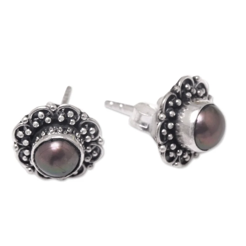 Novica Handmade Summer Bloom Cultured Pearl Stud Earrings