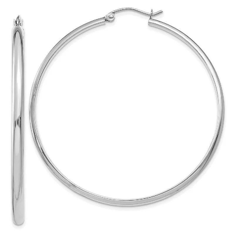 Curata 10k White Gold Polished Hoop Earrings - 50x51mm