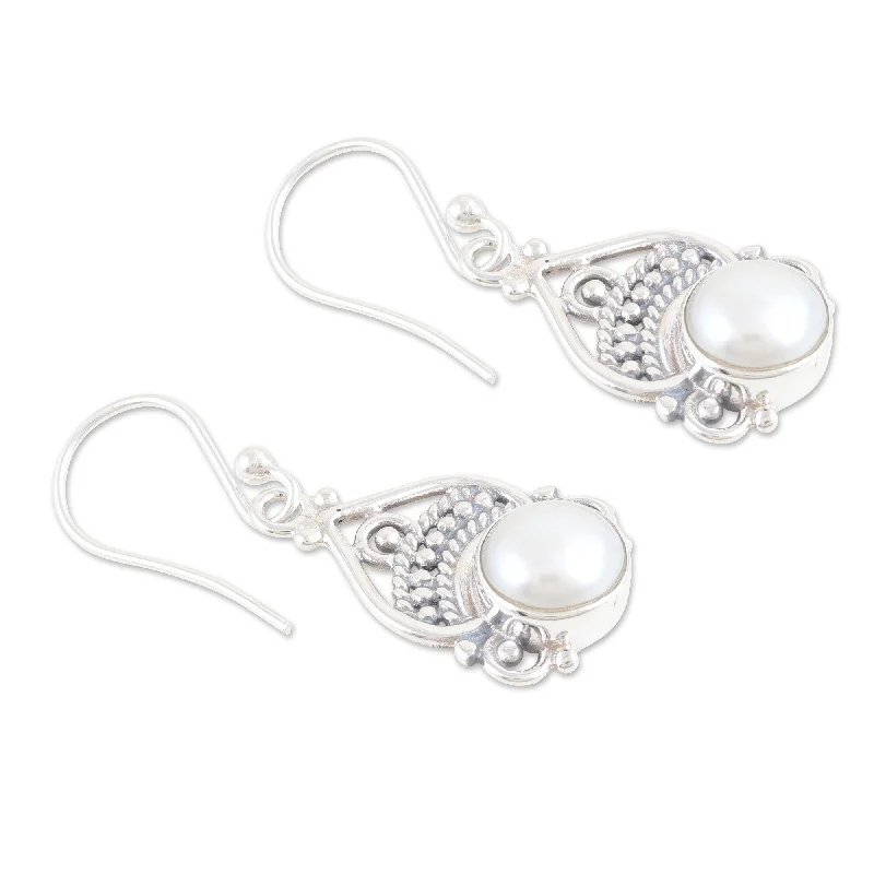 Novica Handmade Touch Of Glam Cultured Pearl Dangle Earrings