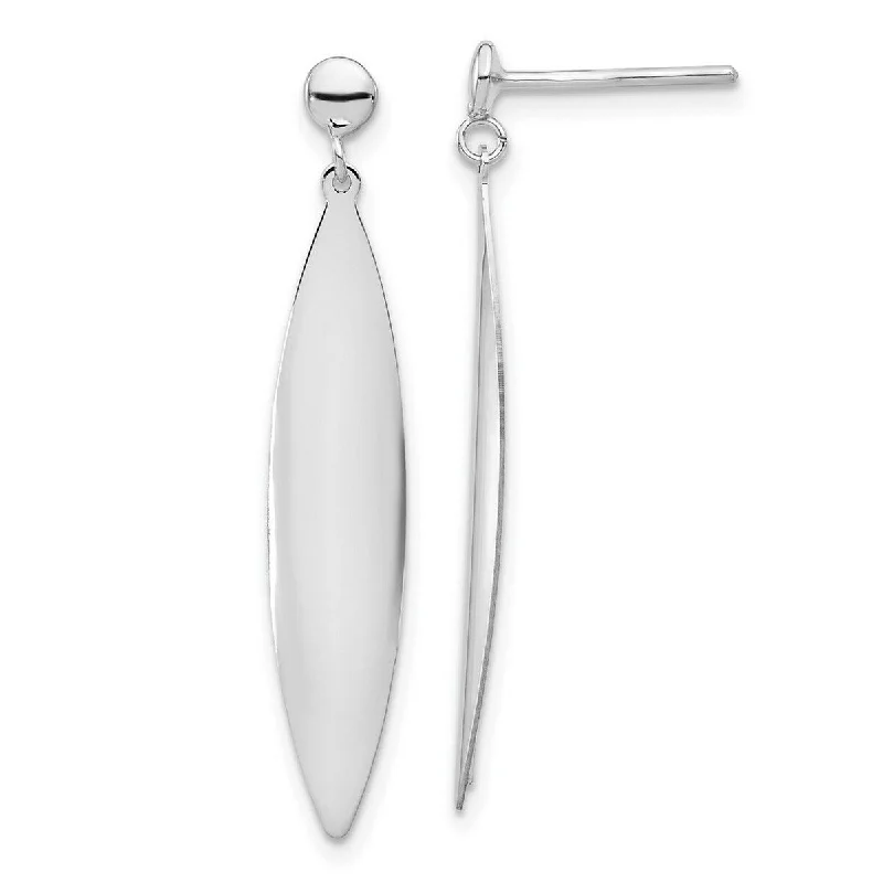 Curata 14k White Gold Polished Post Guardian Angel Earrings - 36x6.36mm