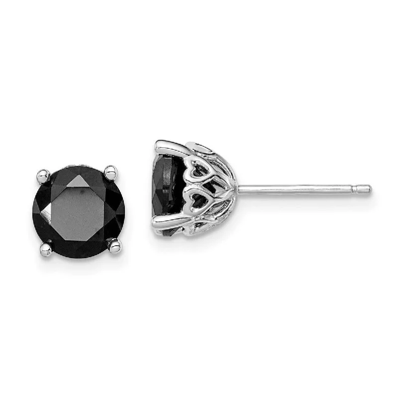 Curata 925 Sterling Silver Polished 8mm Black Sapphire Post Earrings