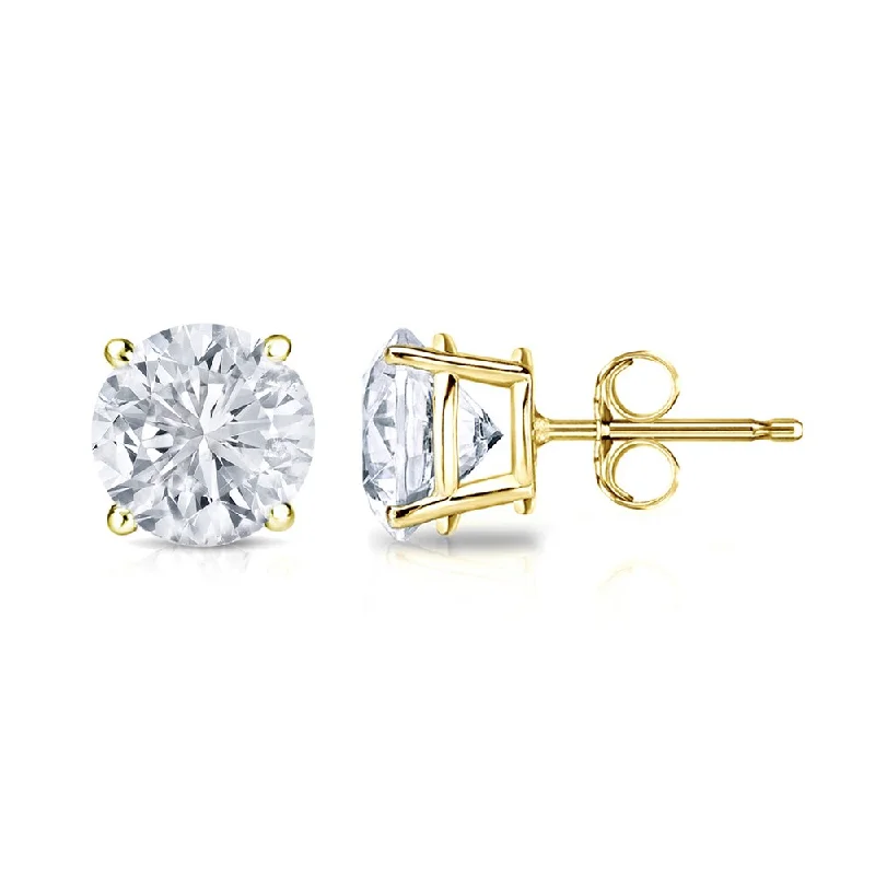 14k Gold Round 1ct TW Clarity Enhanced Diamond Stud Earrings (G-H, I1-I2)