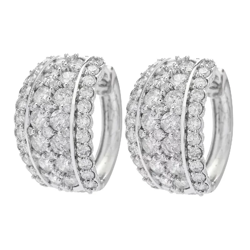 14K White Gold 2.00ctw Diamond Hoop Earrings, 6.2 grams