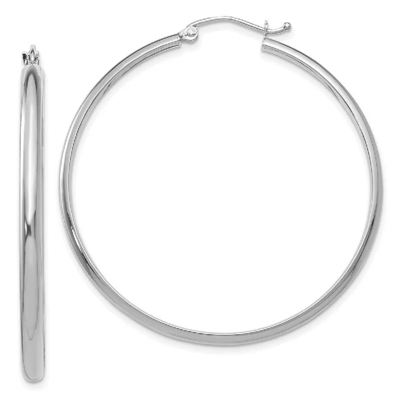 Curata 10k White Gold Polished Hoop Earrings - 43x44.5mm