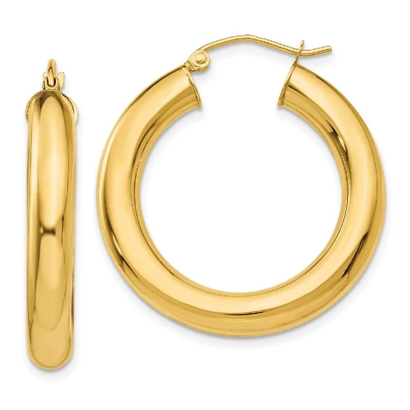 Curata 10k Yellow Gold Polished Lightweight Hoop Earrings - 30mm Long 5mm