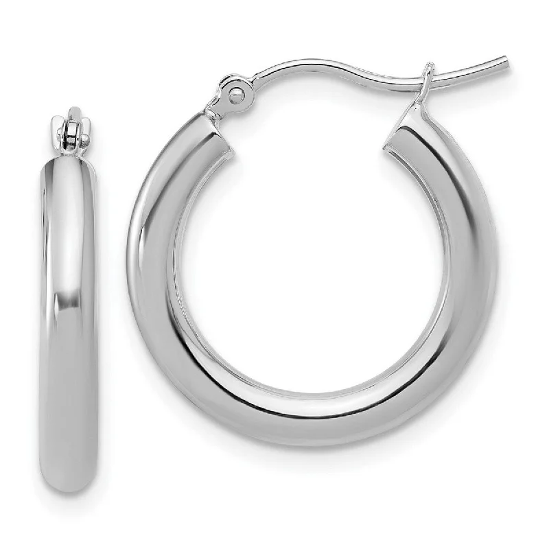 Curata 14k White Gold Hinged Post Polished Hinged Hoop Earrings - 20x20mm