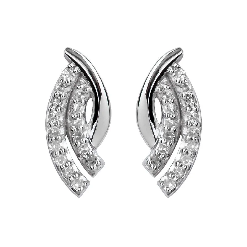 Viducci 10k White Gold Curved 1/6ct Diamond Bypass Earrings