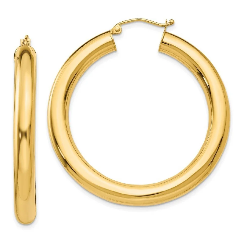 Curata 10k Yellow Gold Polished Lightweight Hoop Earrings - 40mm