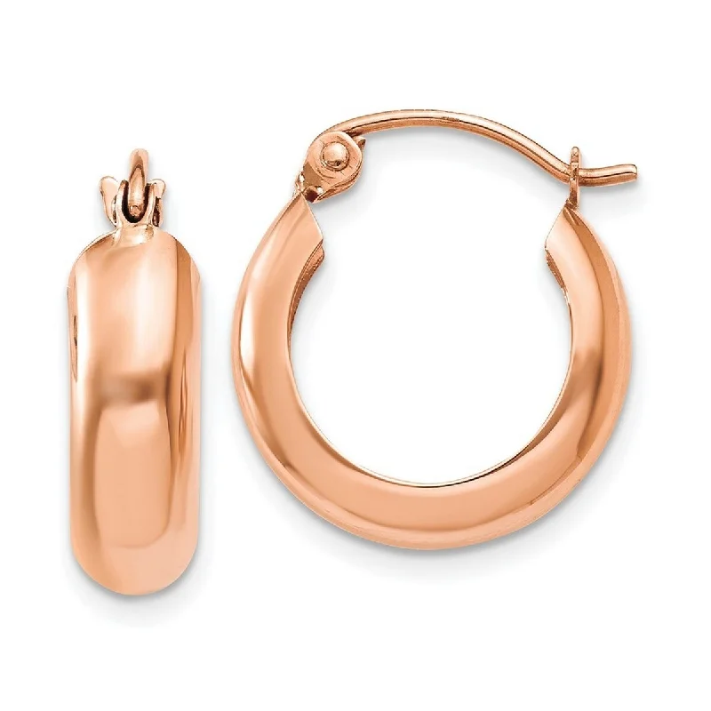 Curata 10k Rose Gold Polished Small Hoop Earrings - 15x4.75mm