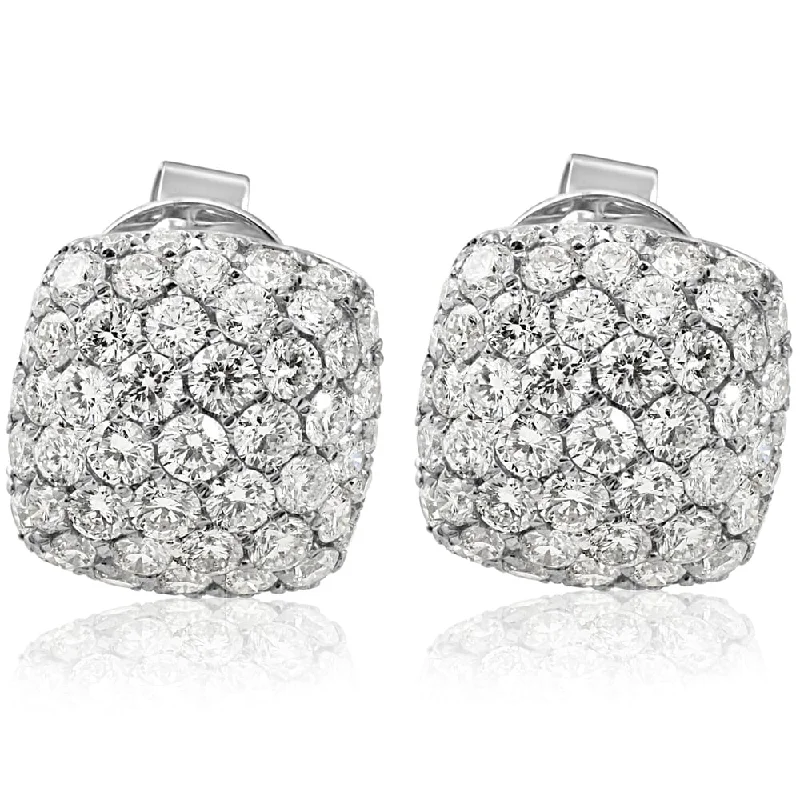 18k White Gold 1.75CT Pave Cushion Hape Round Diamond Studs Earrings (E-F, VS1-VS2)