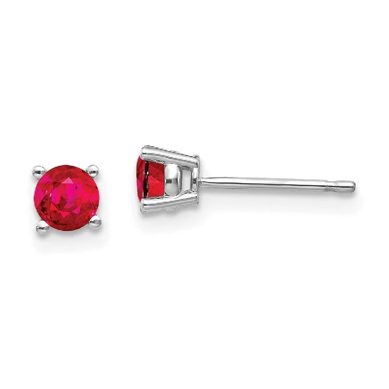 Curata 14k White Gold 4mm Genuine Ruby Post Earrings