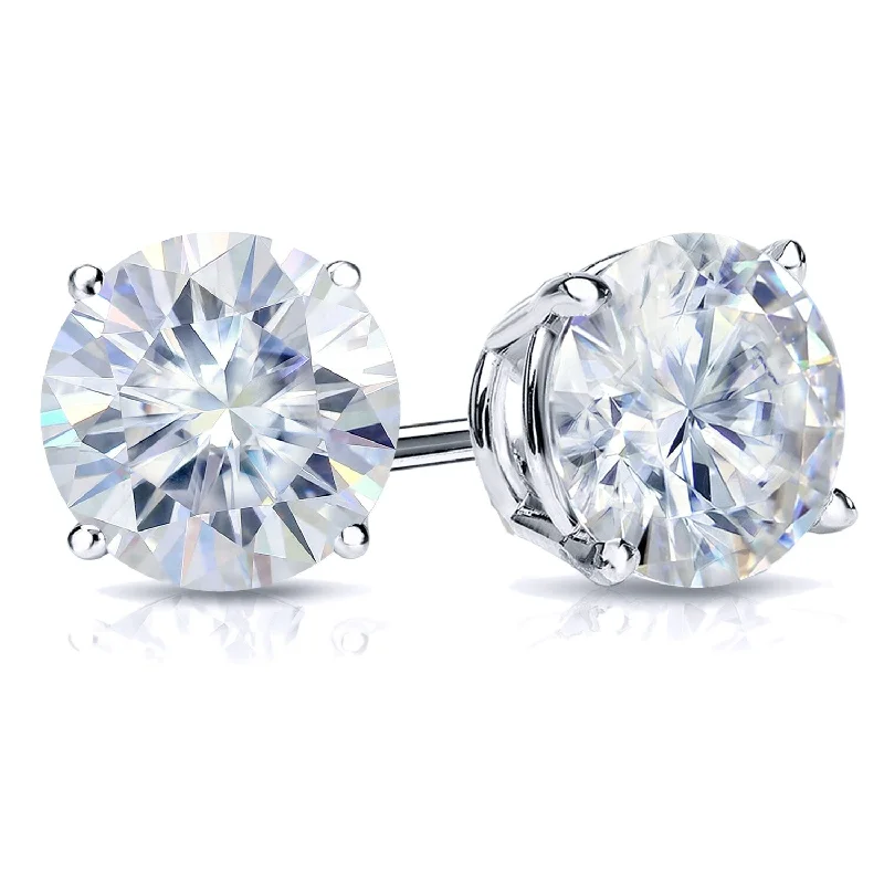 Auriya 2ct TW Round Moissanite Stud Earrings 14k Gold - 6.5 mm