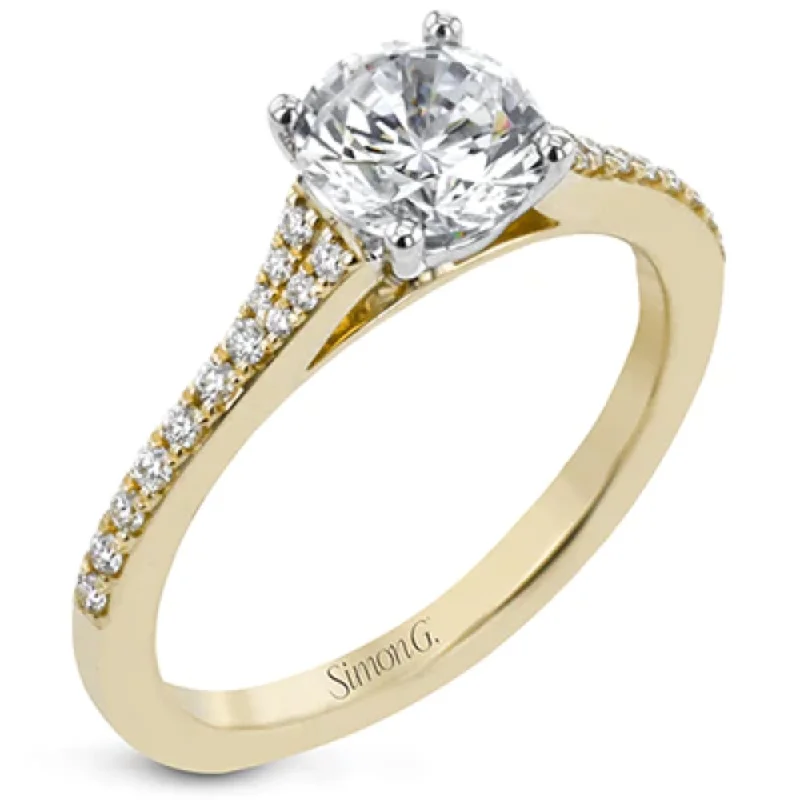 Simon G. 18k Two-Tone Round-Cut Engagement Ring