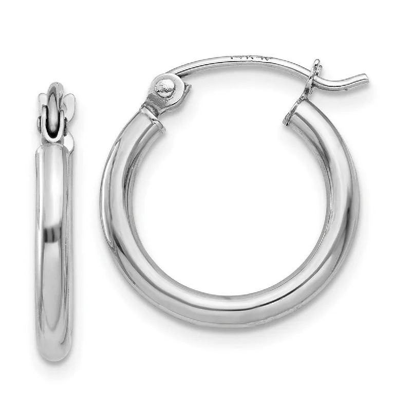 Curata 14k White Gold Polished Hoop Earrings - 15x15mm