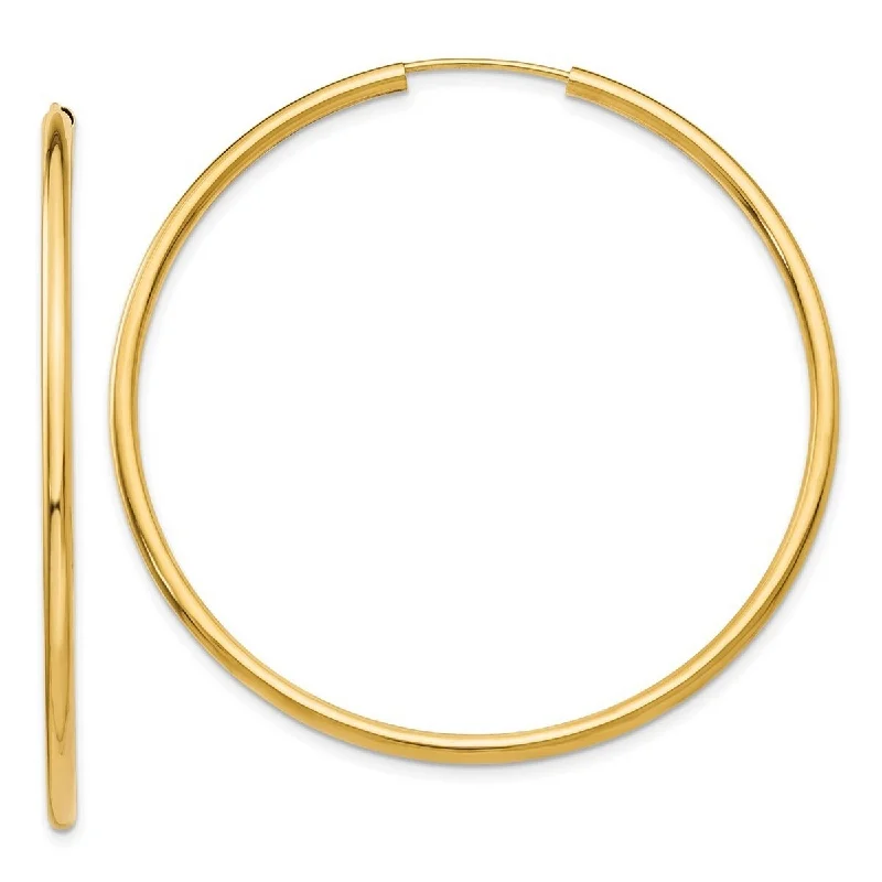 Curata 10k Yellow Gold Polished Round Endless Hoop Earrings - 45x45mm