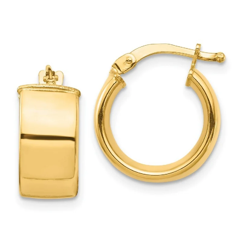 Curata 14k Hollow Yellow Gold High Polished Hoop Earrings - 15.34x14mm