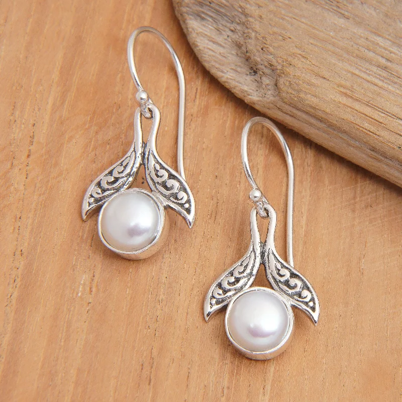 Novica Handmade Celestial Purity Freshwater Cultured Pearl Dangle Earrings