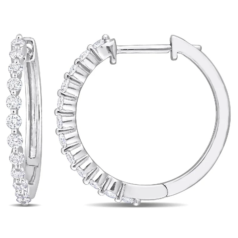 Miadora 1/2ct TW Diamond Hoop Earrings Platinum