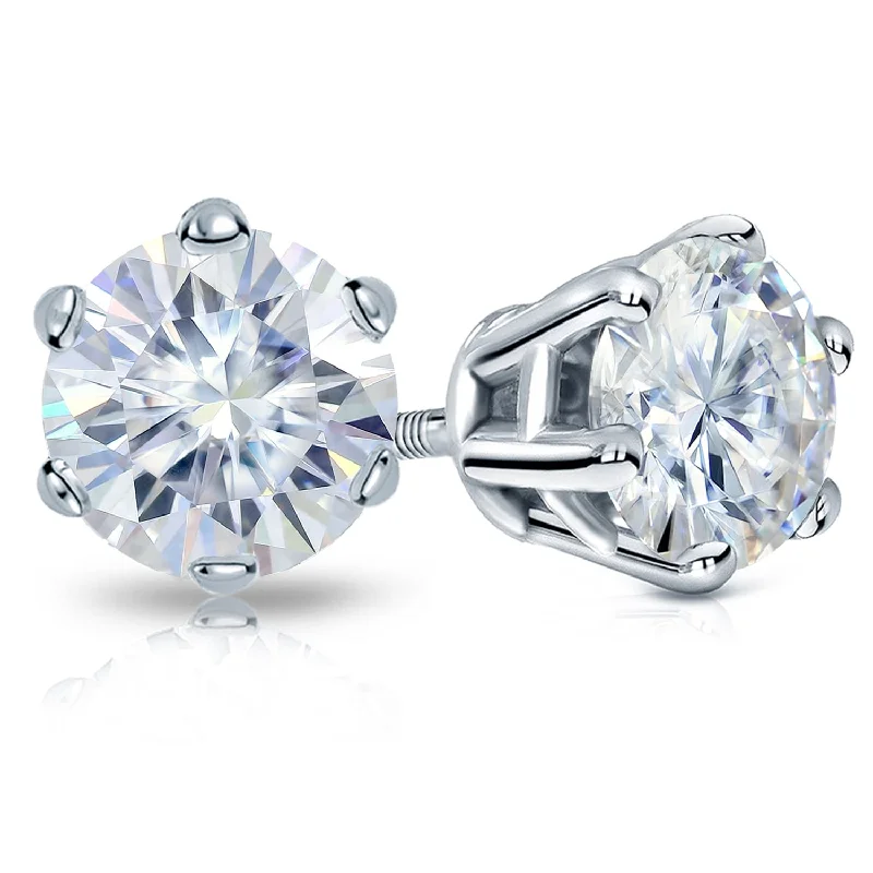 Auriya 14k Gold 2 1/2ctw Round Moissanite Stud Earrings - 7 mm