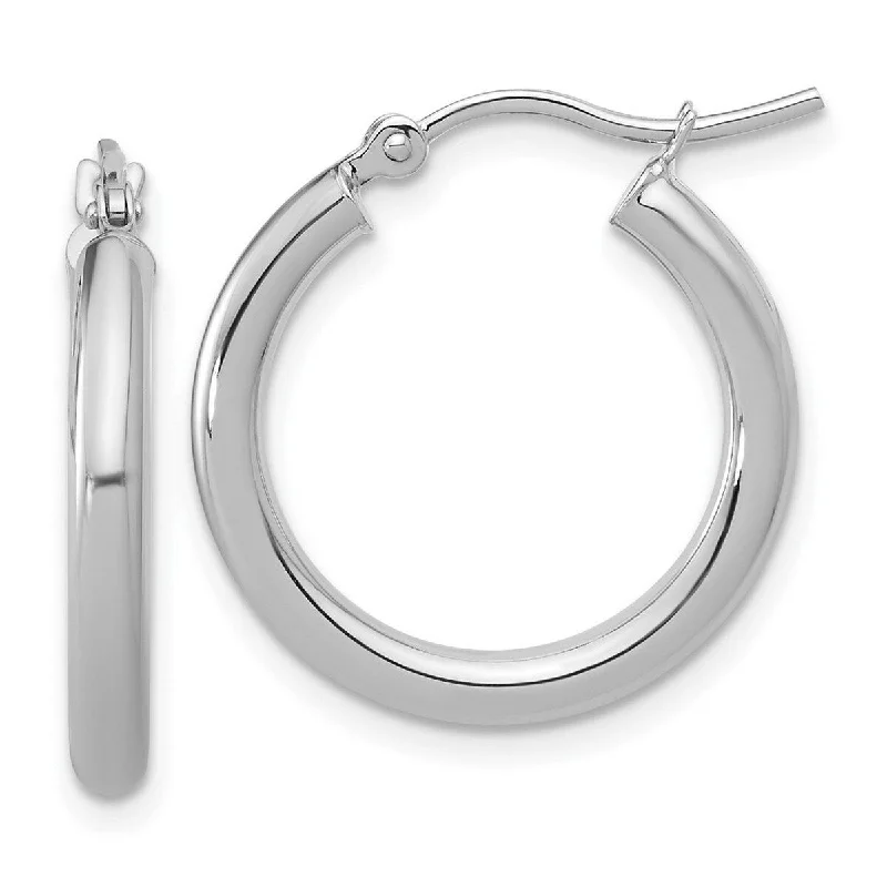 Curata 14k White Gold Polished Lightweight Tube Hoop Earrings - 20x21mm