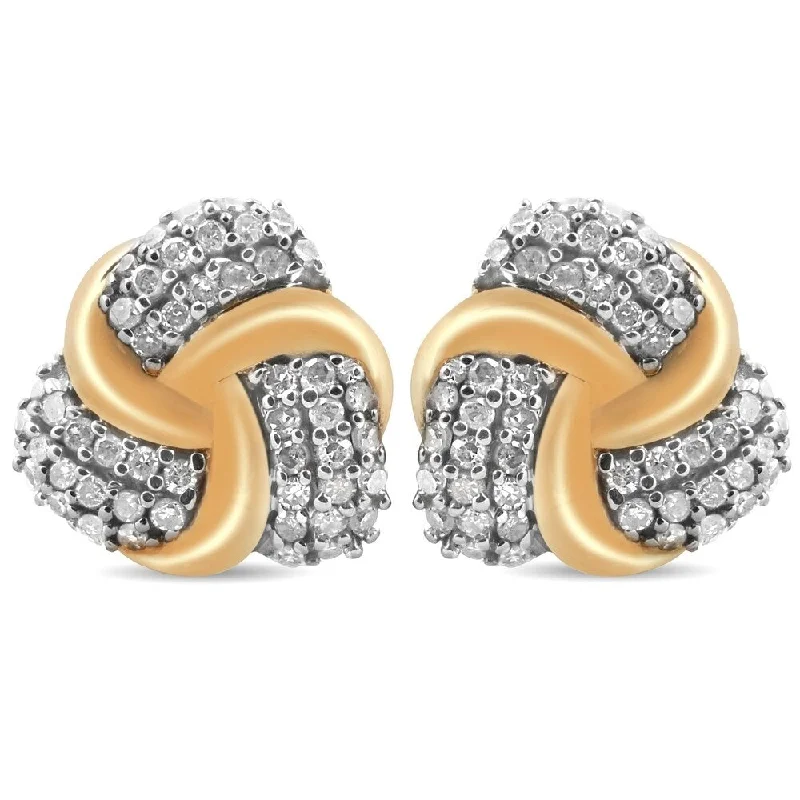 Pompeii3 10k White & Yellow Gold 1/3 ct TDW Pave Studs Womens Earrings