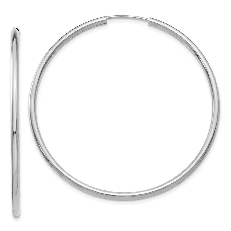 Curata 10k White Gold Polished Endless Hoop Earrings - 46x46mm