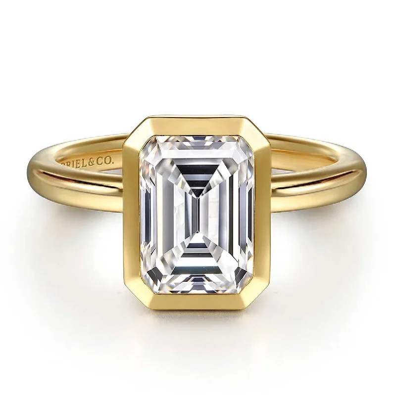 Linny Bezel-Set Emerald Cut Diamond Engagement Ring Setting