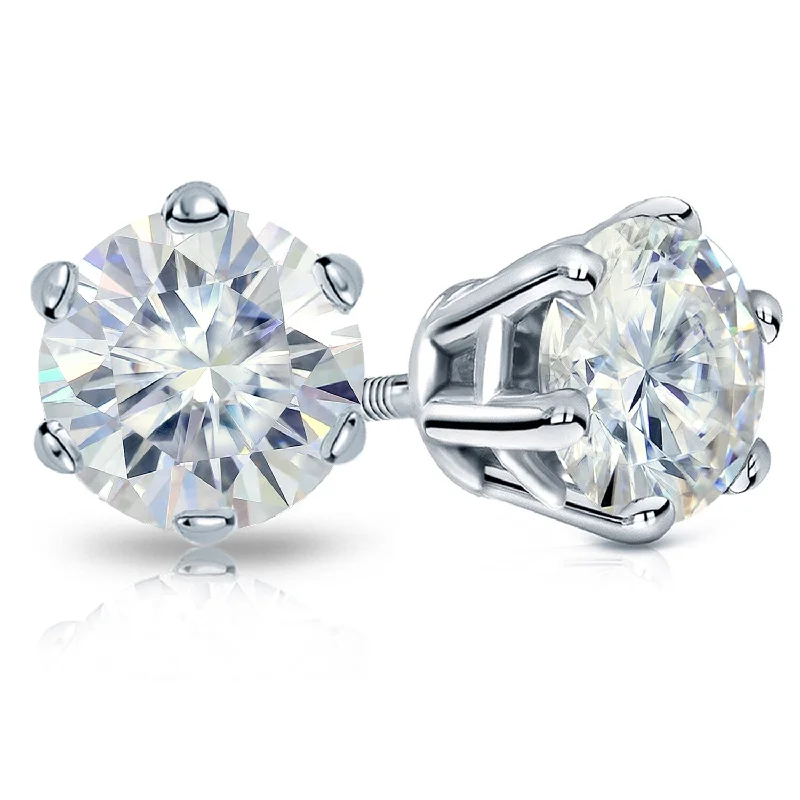 Auriya 3ctw Round Moissanite Stud Earrings 18k Gold - 7.4 mm