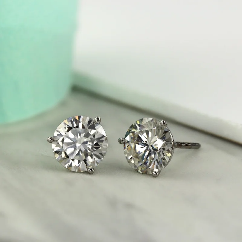 Auriya 3 1/2ctw Round Moissanite Stud Earrings 18k Gold Martini-set - 7.8 mm