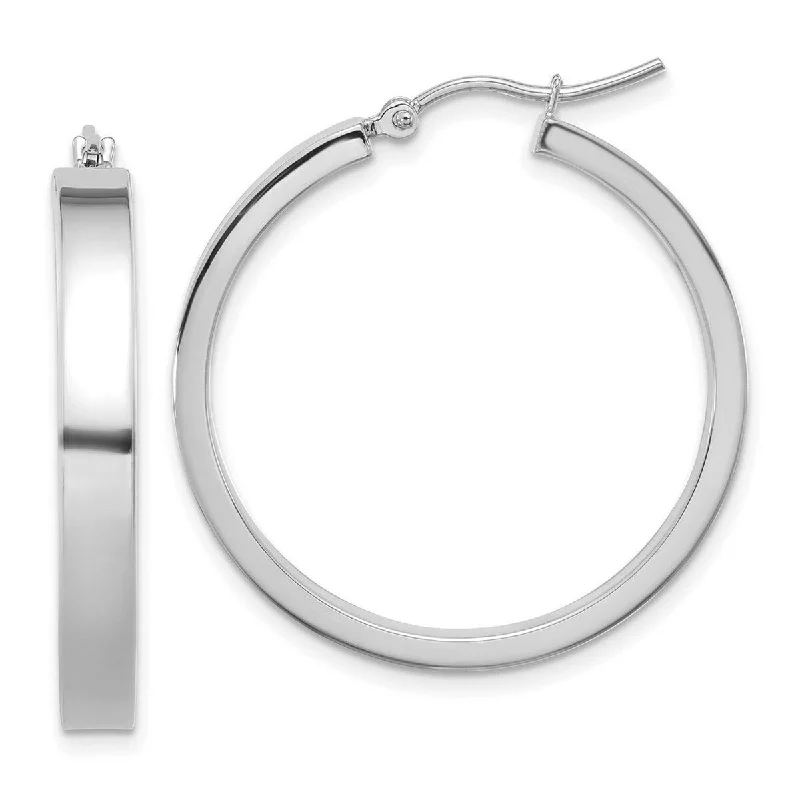 Curata 14k White Gold Polished Hoop Earrings - 28x29.2mm