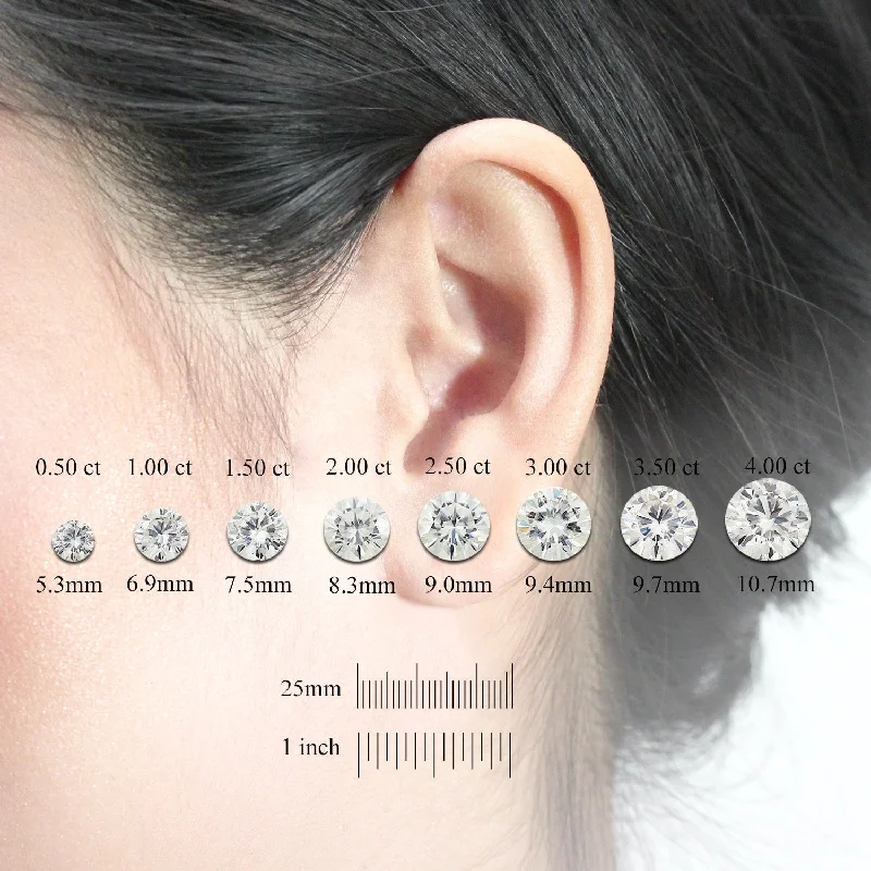 Auriya Platinum 2ctw Round Moissanite Stud Earrings - 6.5 mm