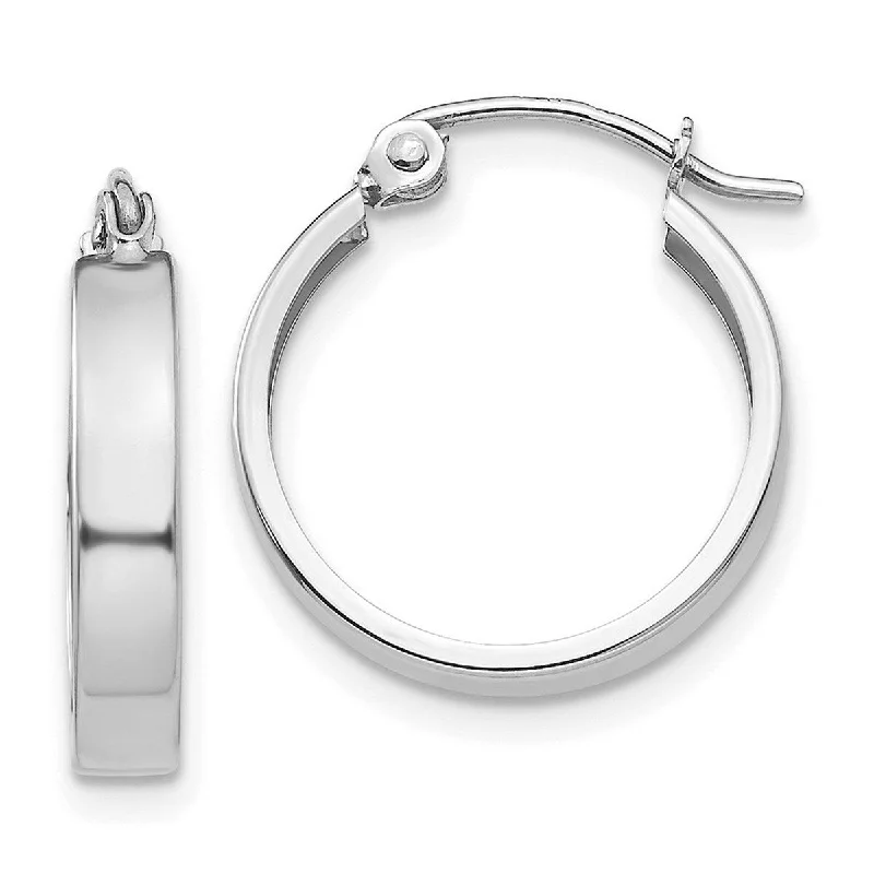 Curata 14k White Gold Polished Hoop Earrings - 14x16mm