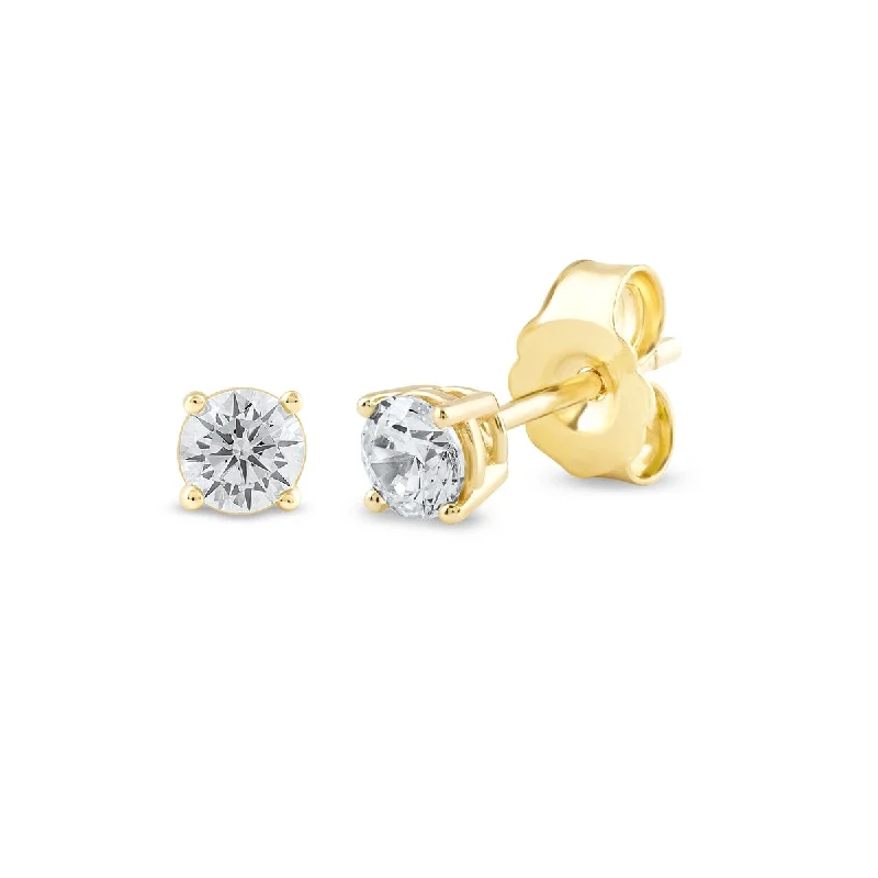 1/3ct TDW Lab-grown Round Diamond Solitaire Stud Earrings for Women in 10k Gold