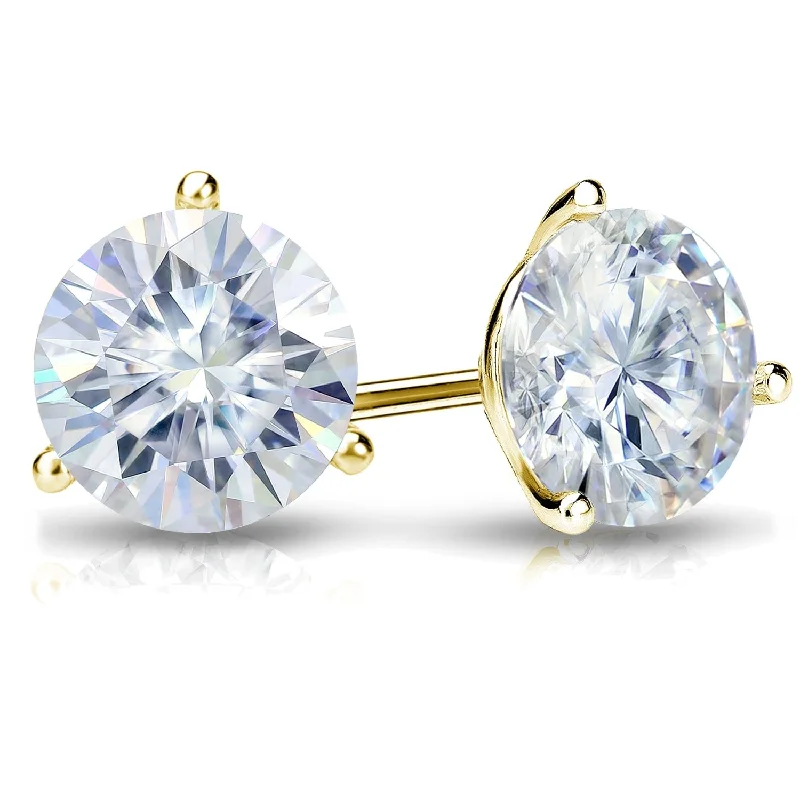 Auriya 4ctw Round Moissanite Stud Earrings 18k Gold Martini-set - 8.2 mm