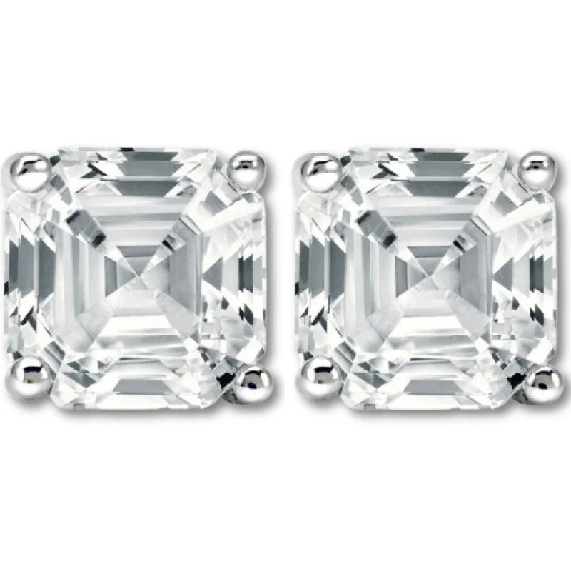 3.32Ct Asscher Cut Diamond Studs White Gold Lab Grown Earrings