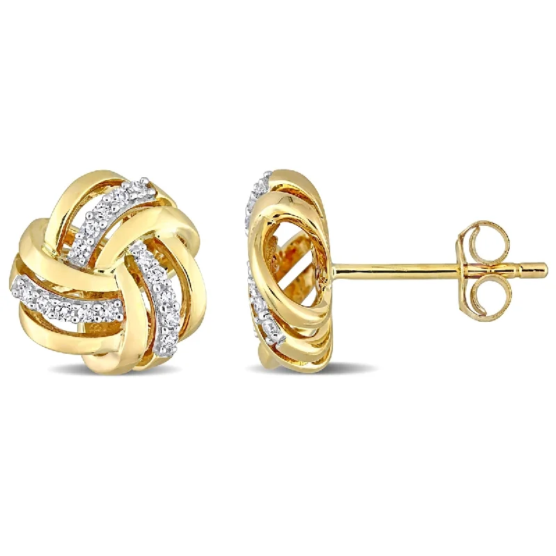 Miadora 1/6ct TW Diamond Knot Stud Earrings 14k Yellow Gold