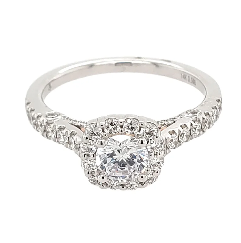 Cushion-Shaped Halo Diamond Engagement Ring Setting, 0.5cttw