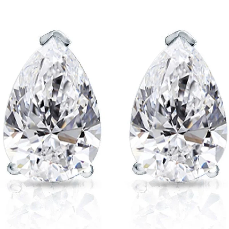 2 Ct Lab Grown Pear Shape Diamond Studs White Gold Earrings