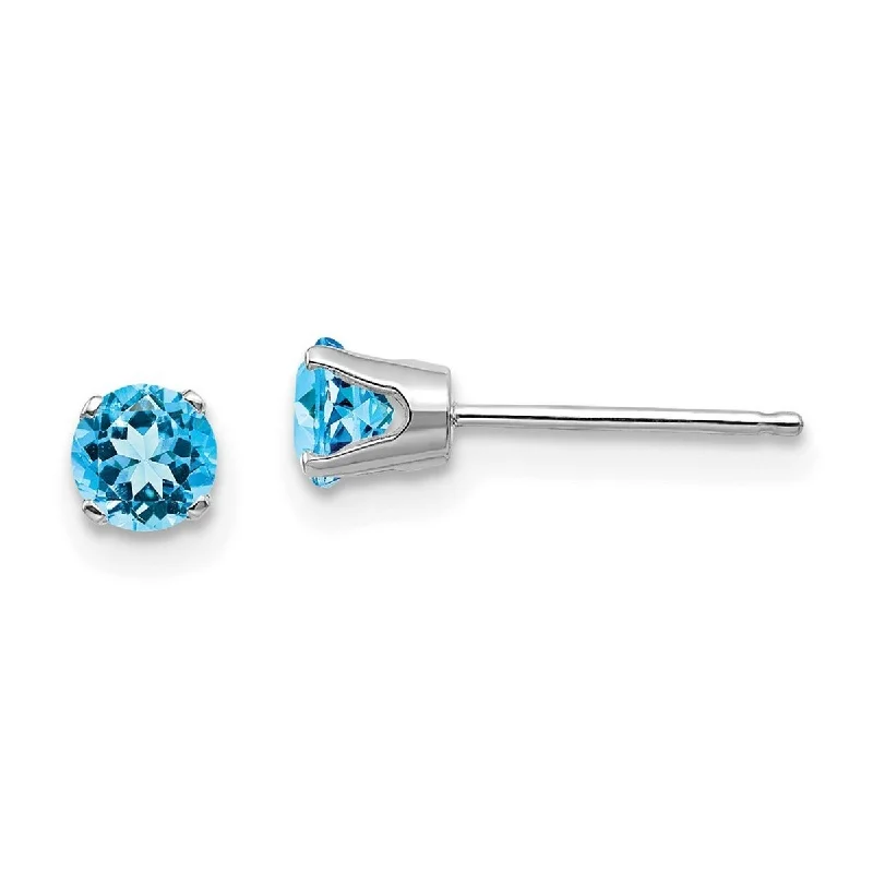 Curata 14k White Gold Post Earrings 4mm Blue Topaz Stud Earrings