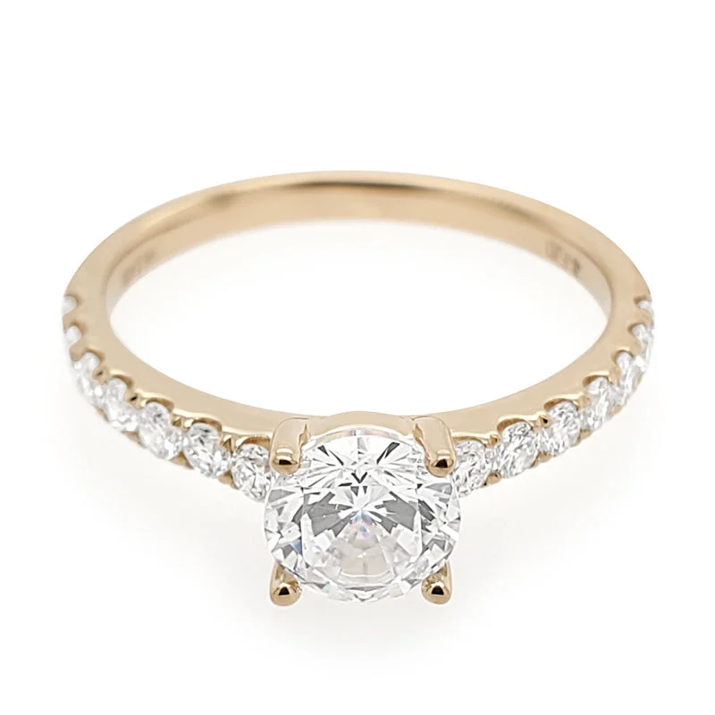 Classic Pave Engagement Ring Setting in Yellow Gold