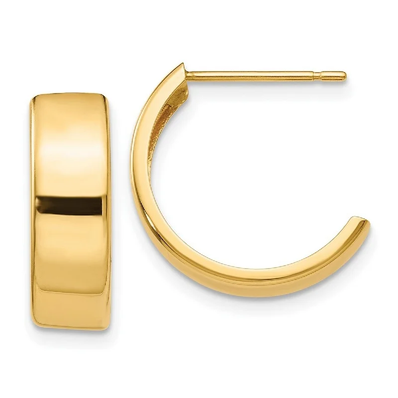 Curata 14k Yellow Gold 14x5.5mm Polished Half Hoop Post Earrings