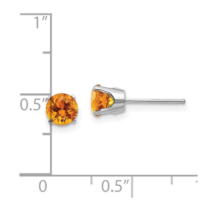 Curata 14k White Gold 5mm Citrine Stud Earrings