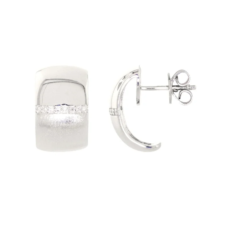 925 Sterling Silver Diamond Hoop Earrings