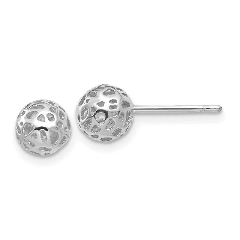 Curata 14k White Gold Polished 6.5mm Ball Post Earrings