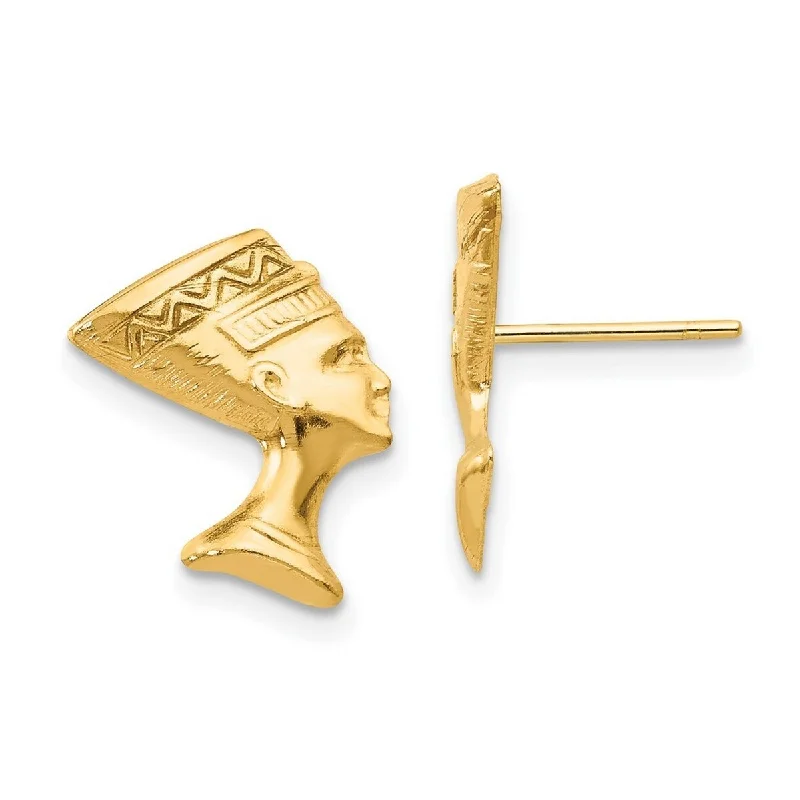 Curata 10k Yellow Gold 13x11mm Nefertiti Post Earrings