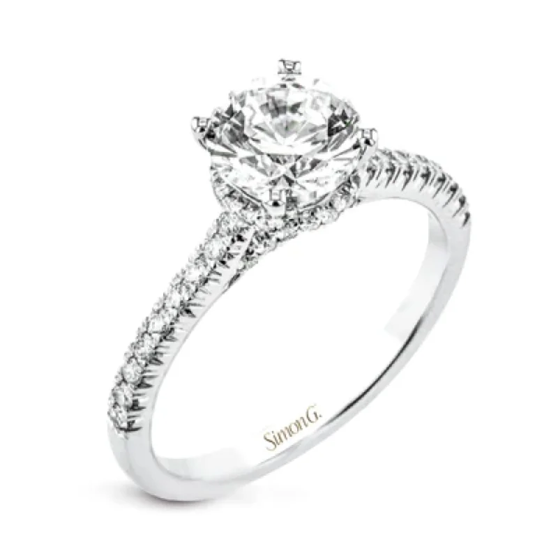 Simon G. 18k Gold Round-Cut Hidden Halo Engagement Ring with Diamonds